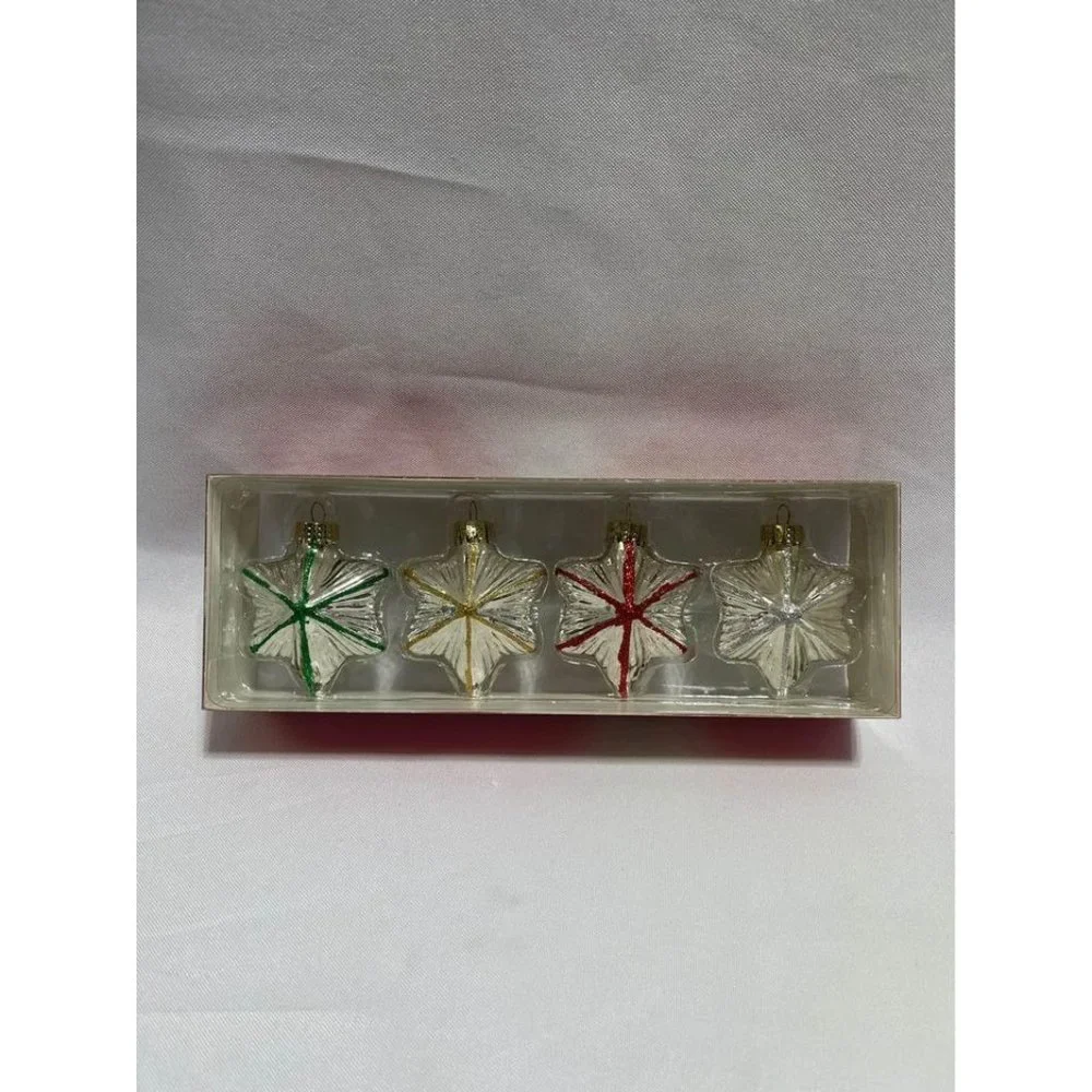 Brand New Martha Stewart Collection 4 Pack Mini Molded Glass Ornaments